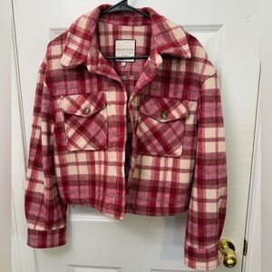 Bagatelle Red and Cream Utility Jacket with Plaid Pattern
